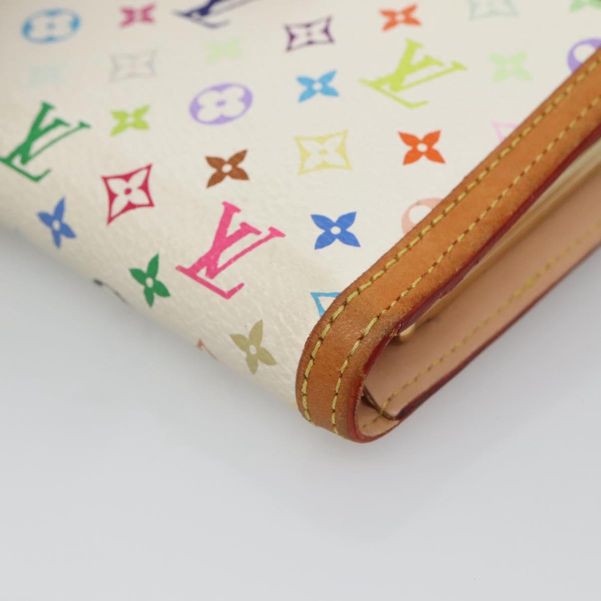 LOUIS VUITTON Multicolor Portefeuille Viennois Wallet White M92987 Auth 125462