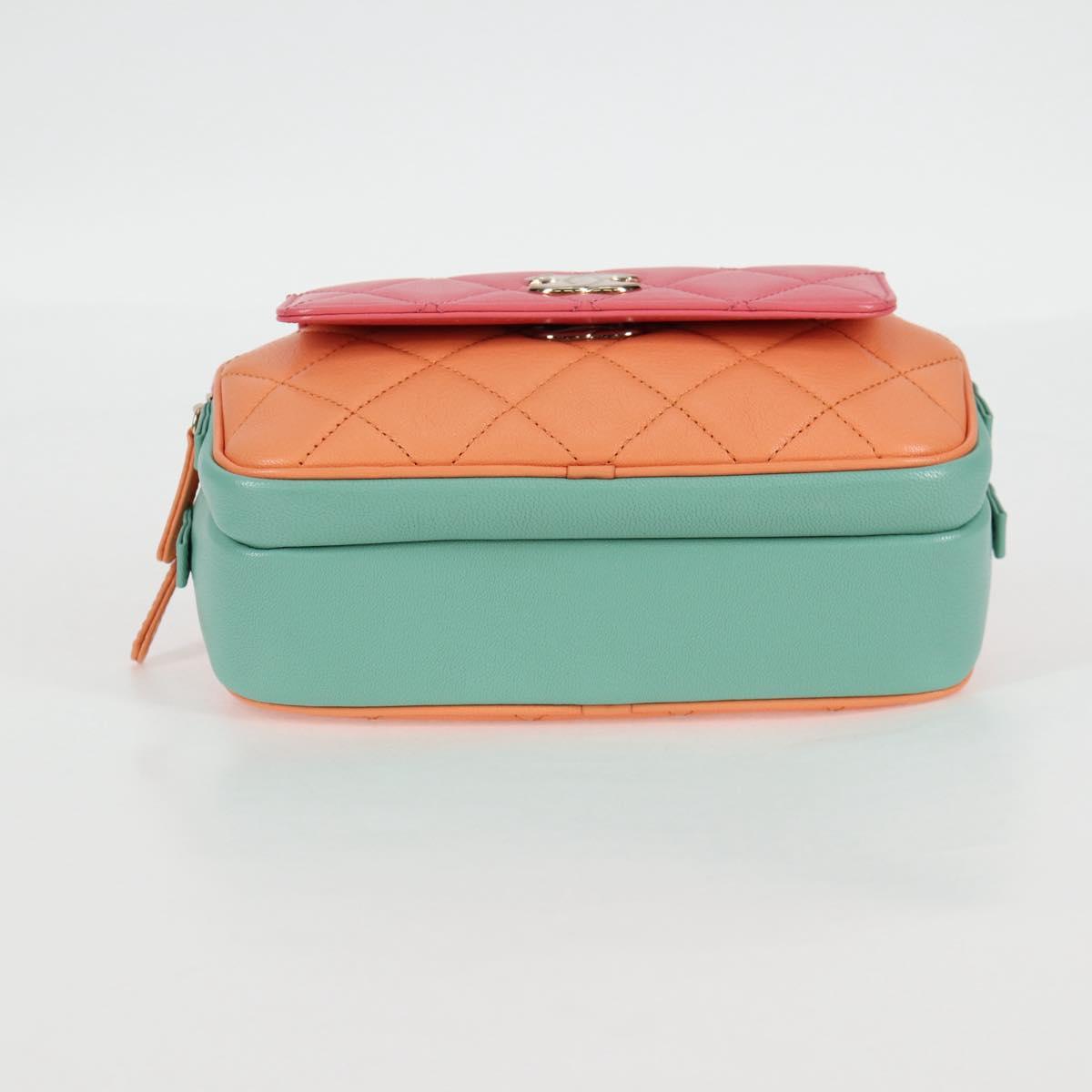 CHANEL Matelasse Chain Waist bag Leather Pink Gold CC Auth 125467SAM