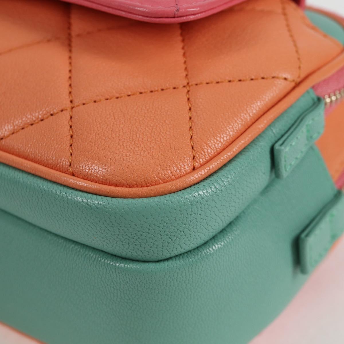 CHANEL Matelasse Chain Waist bag Leather Pink Gold CC Auth 125467SAM