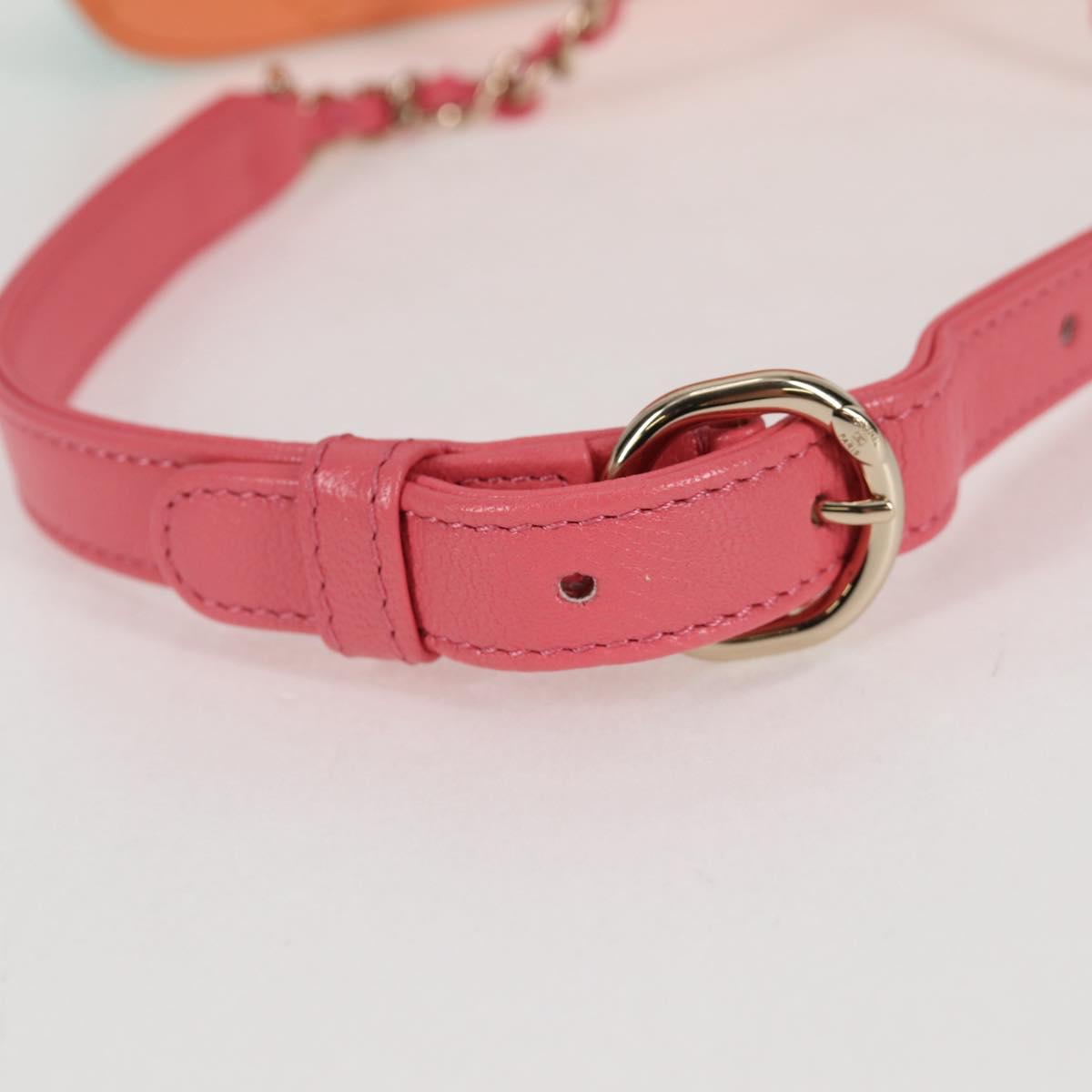 CHANEL Matelasse Chain Waist bag Leather Pink Gold CC Auth 125467SAM