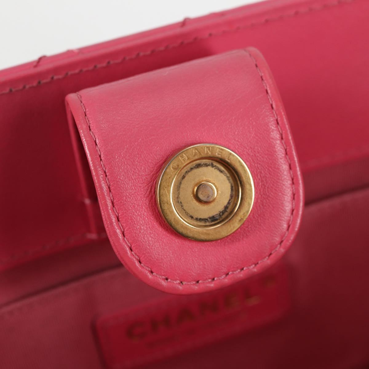 CHANEL Matelasse Chain Shoulder Bag Lamb Skin Pink Gold CC Auth 125468SAM