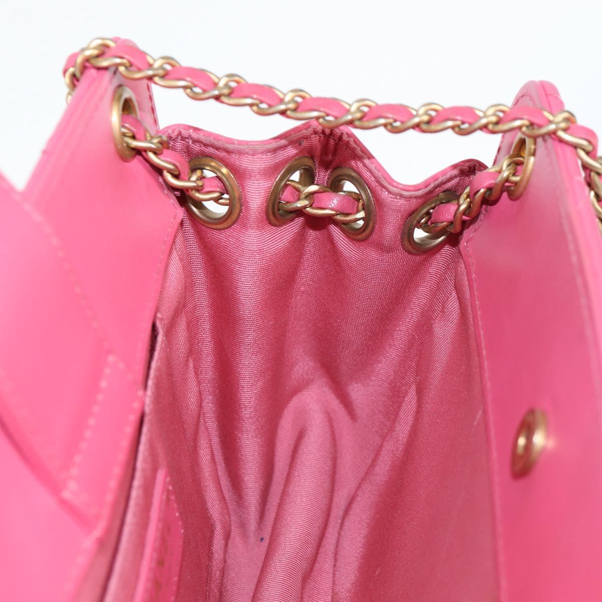 CHANEL Matelasse Chain Shoulder Bag Lamb Skin Pink Gold CC Auth 125468AM
