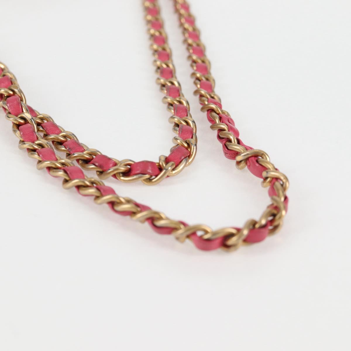 CHANEL Matelasse Chain Shoulder Bag Lamb Skin Pink Gold CC Auth 125468AM