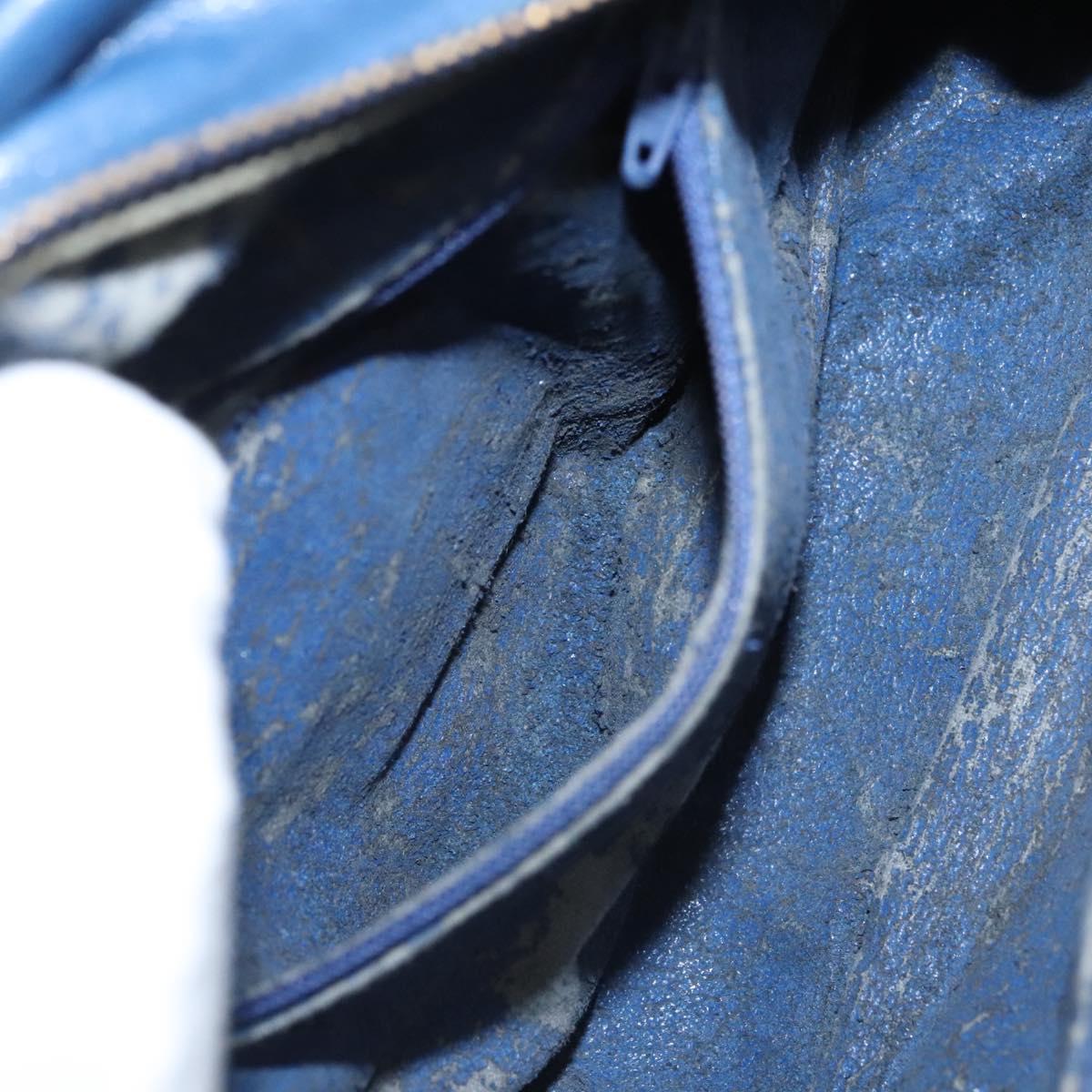 CHANEL Chain Bicolore Shoulder Bag Lamb Skin Blue Gold CC Auth 125470