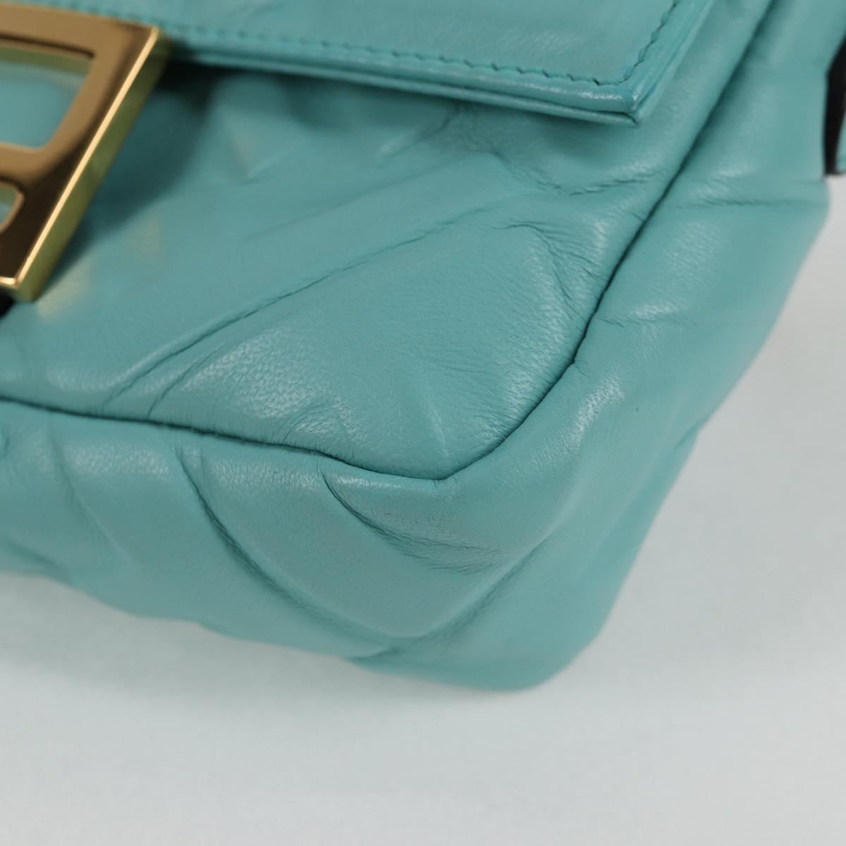 FENDI Zucca Canvas Chain Shoulder Bag Leather 2way Gold Green Auth 125471M