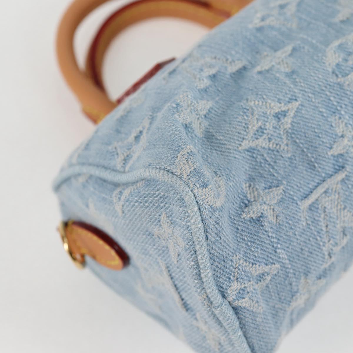 LOUIS VUITTON Monogram Denim Nano Speedy Hand Bag Blue M11212 LV Auth 125482SM