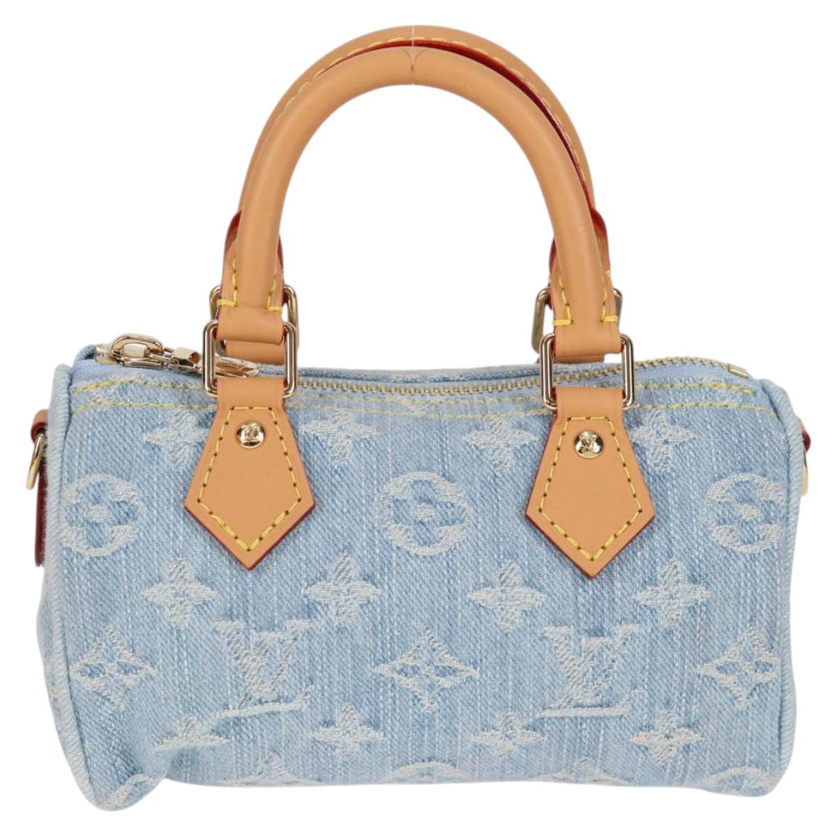 LOUIS VUITTON Monogram Denim Nano Speedy Hand Bag Blue M11212 LV Auth 125482SM