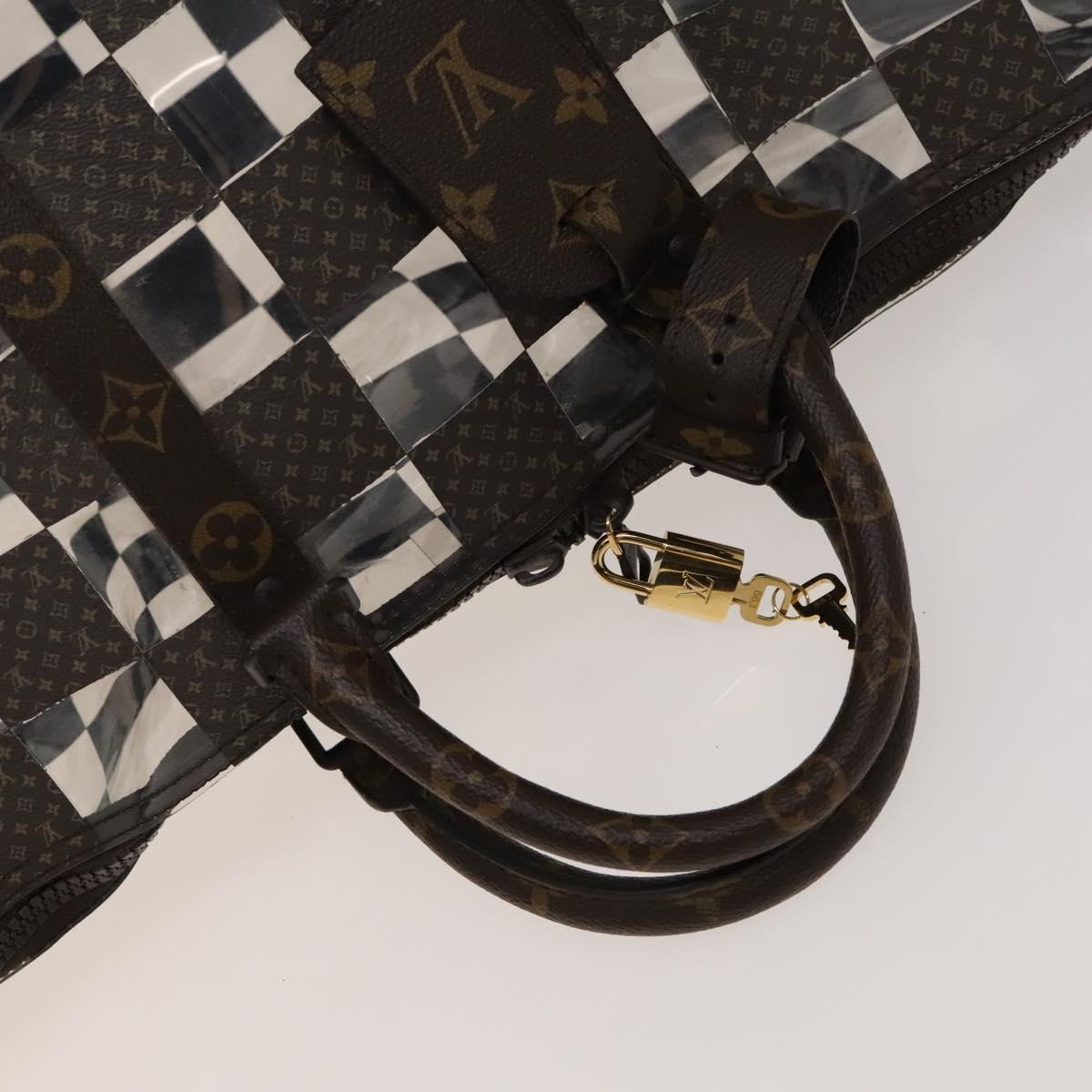 LOUIS VUITTON Monogram chess Keepall Bandouliere 50 Boston M20864 LV Auth 125489