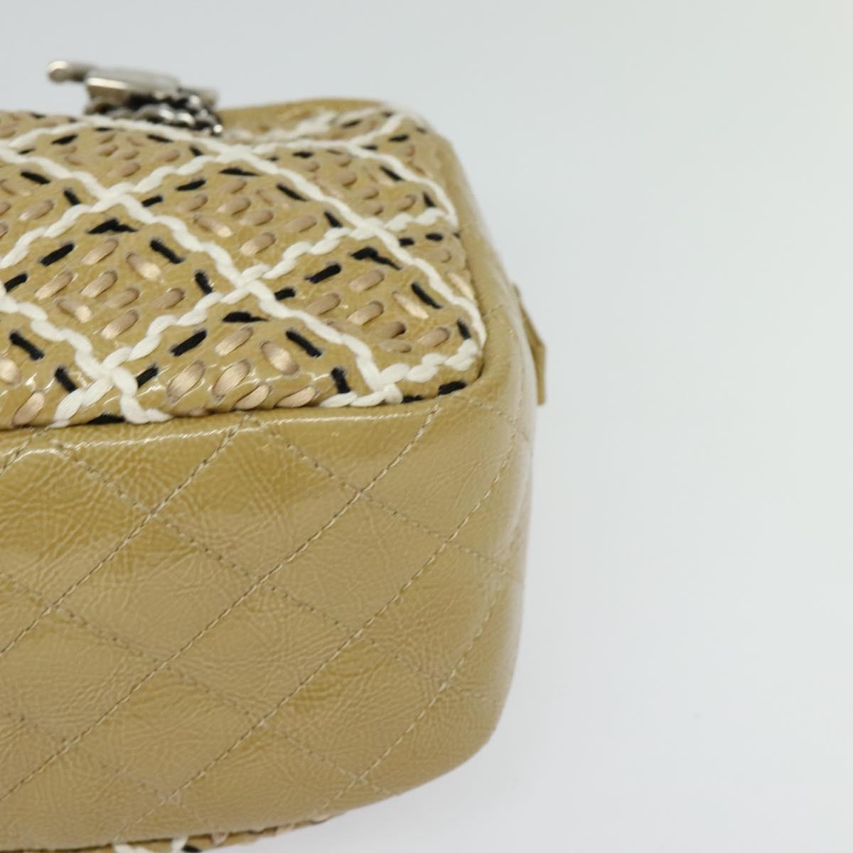 CHANEL Chain Shoulder Bag Enamel Beige CC Auth 125492