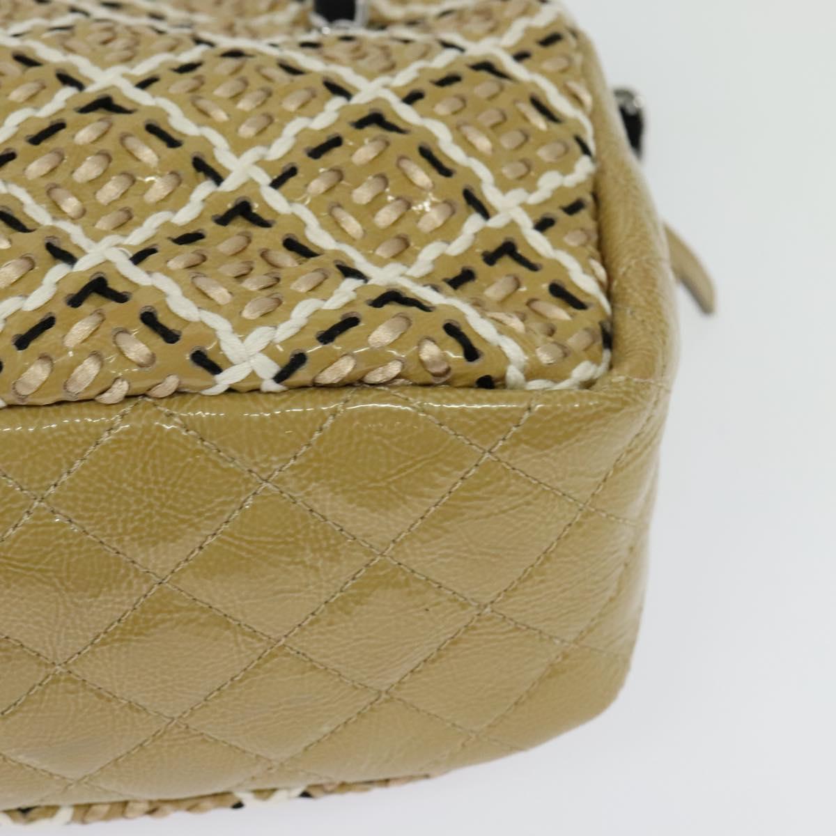 CHANEL Chain Shoulder Bag Enamel Beige CC Auth 125492