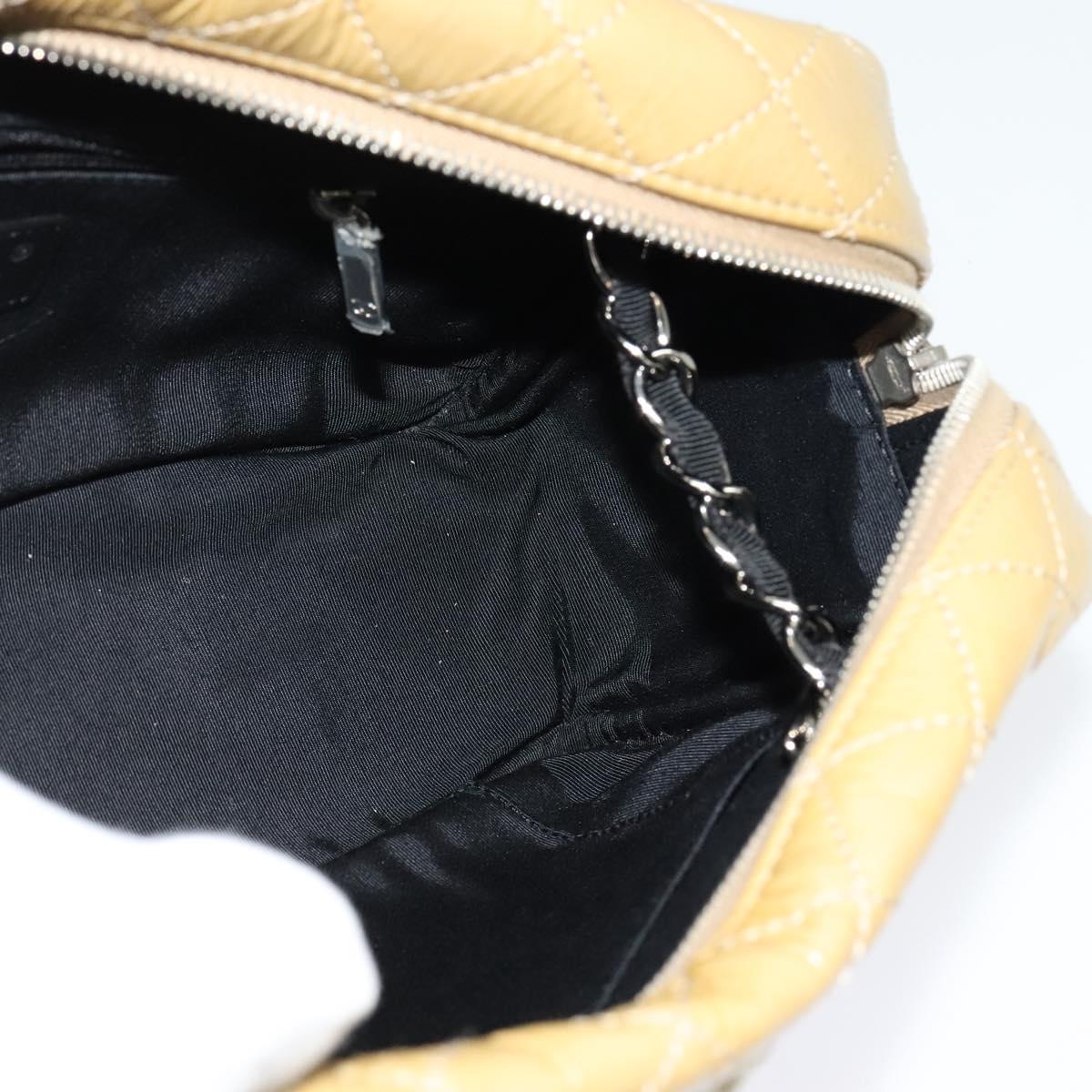 CHANEL Chain Shoulder Bag Enamel Beige CC Auth 125492