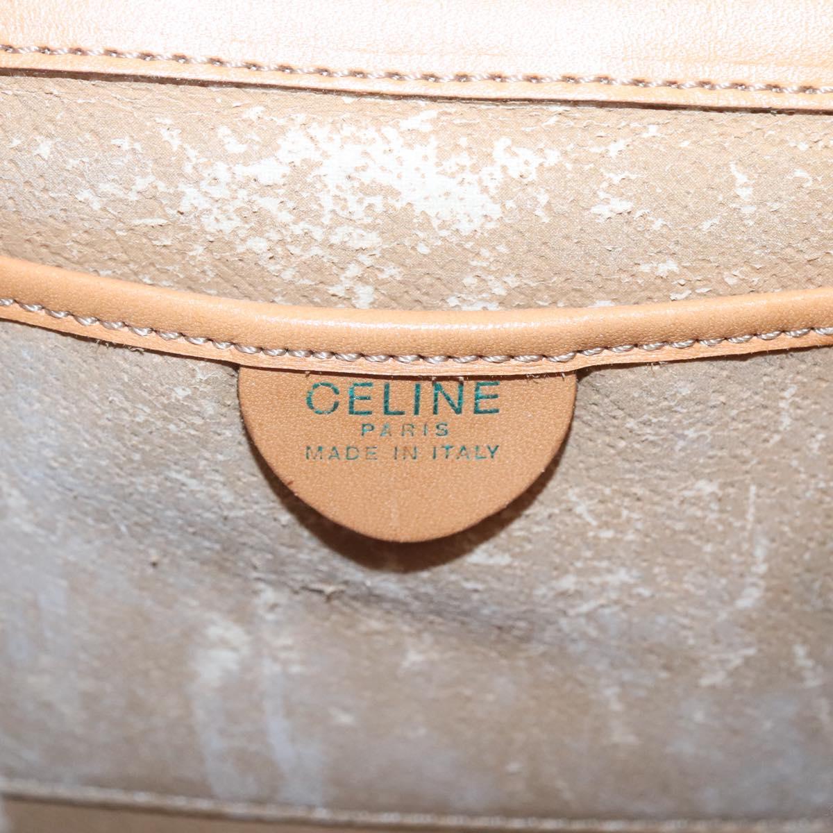 CELINE Macadam Canvas Hand Bag PVC Leather 2way Brown Gold Auth 125507