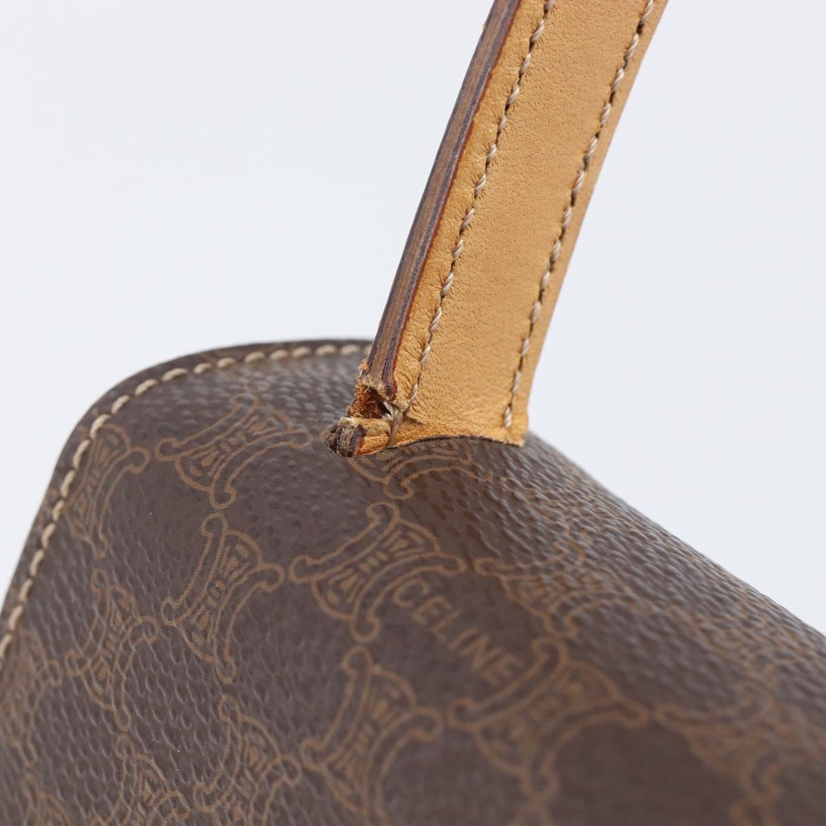 CELINE Macadam Canvas Hand Bag PVC Leather 2way Brown Gold Auth 125507