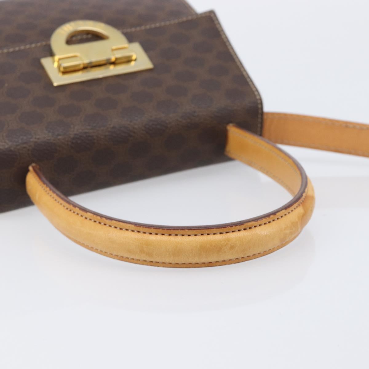 CELINE Macadam Canvas Hand Bag PVC Leather 2way Brown Gold Auth 125507
