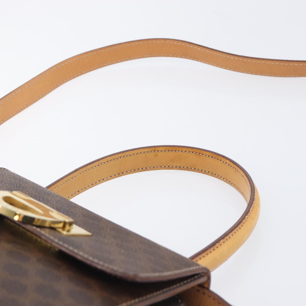CELINE Macadam Canvas Hand Bag PVC Leather 2way Brown Gold Auth 125507