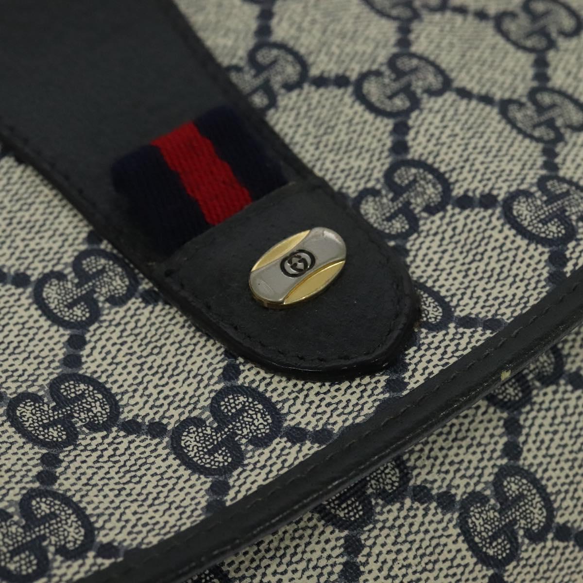 GUCCI GG Supreme Sherry Line Clutch Bag PVC Navy Gold 89 01 030 Auth 125515