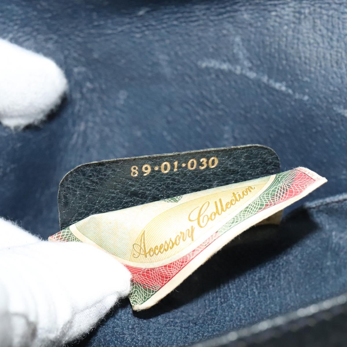 GUCCI GG Supreme Sherry Line Clutch Bag PVC Navy Gold 89 01 030 Auth 125515