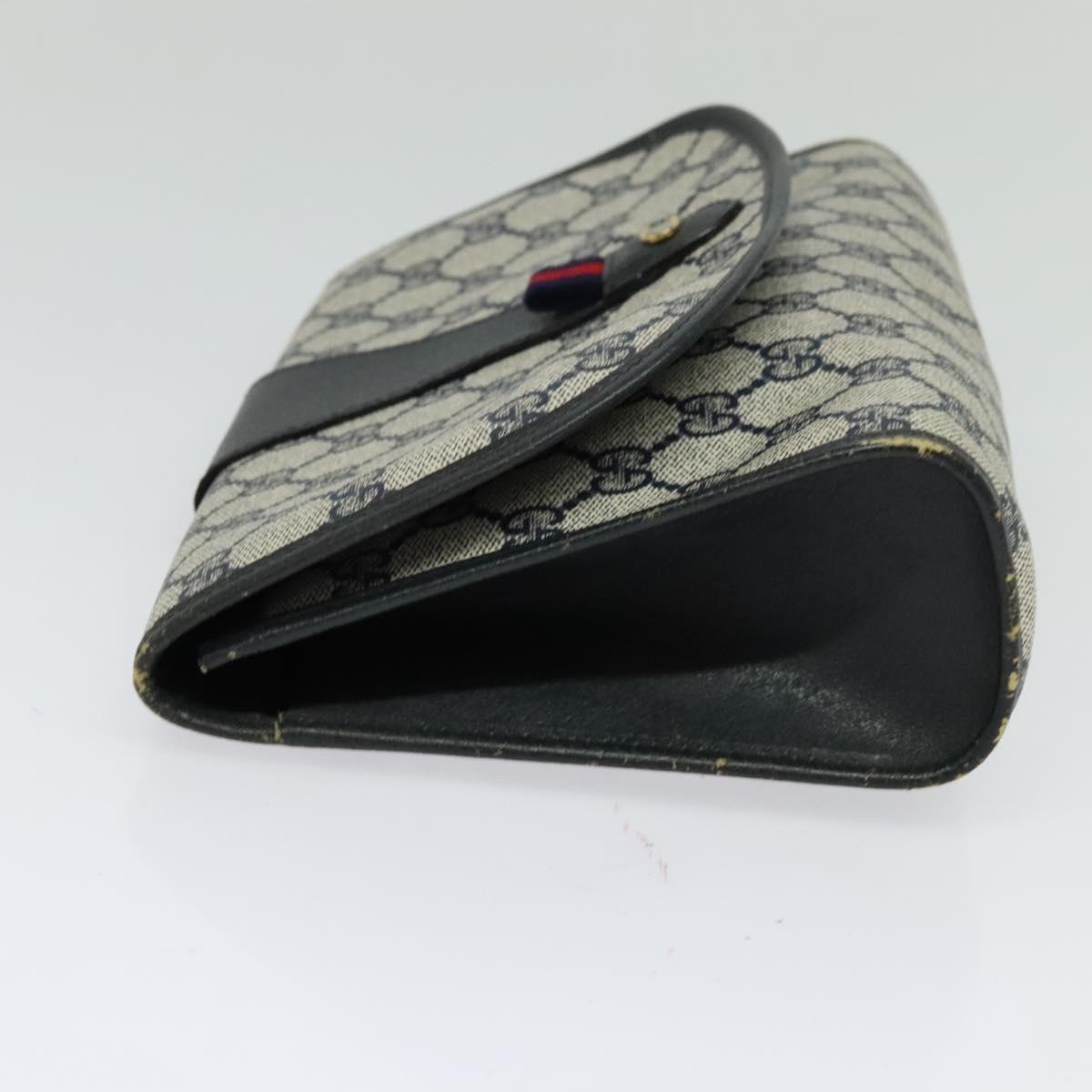 GUCCI GG Supreme Sherry Line Clutch Bag PVC Navy Gold 89 01 030 Auth 125515