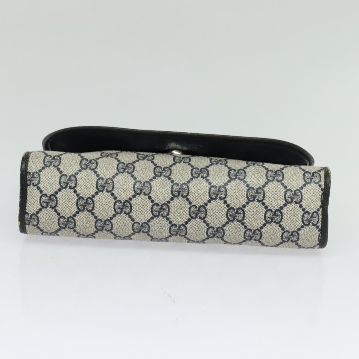 GUCCI GG Supreme Sherry Line Clutch Bag PVC Navy Gold 89 01 030 Auth 125515