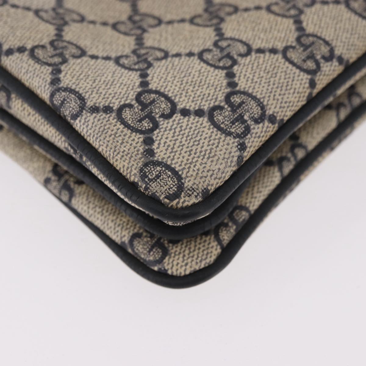 GUCCI GG Supreme Sherry Line Shoulder Bag PVC Navy Gold 49 02 029 Auth 125566