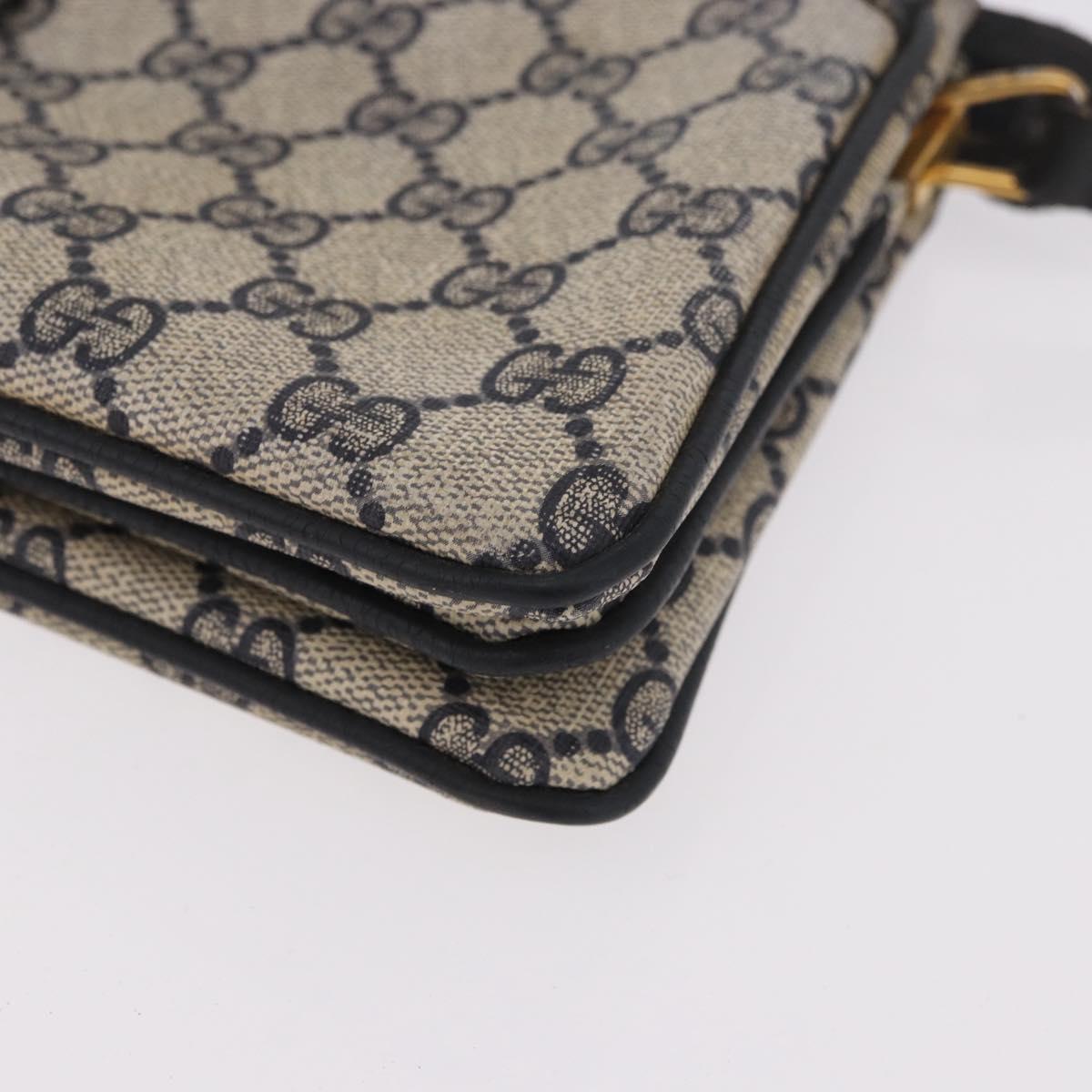 GUCCI GG Supreme Sherry Line Shoulder Bag PVC Navy Gold 49 02 029 Auth 125566
