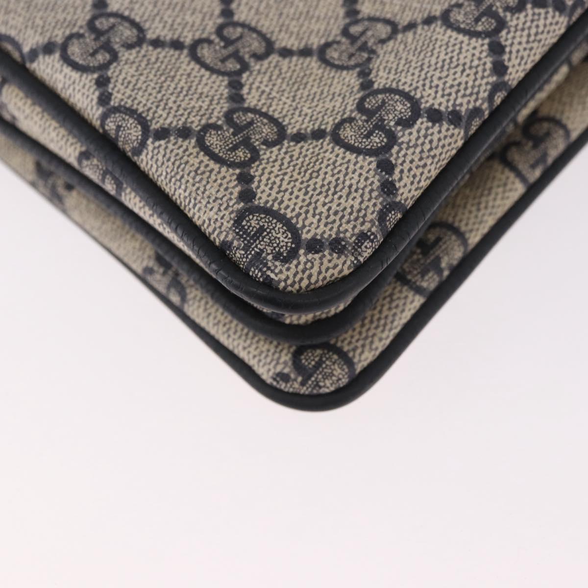 GUCCI GG Supreme Sherry Line Shoulder Bag PVC Navy Gold 49 02 029 Auth 125566