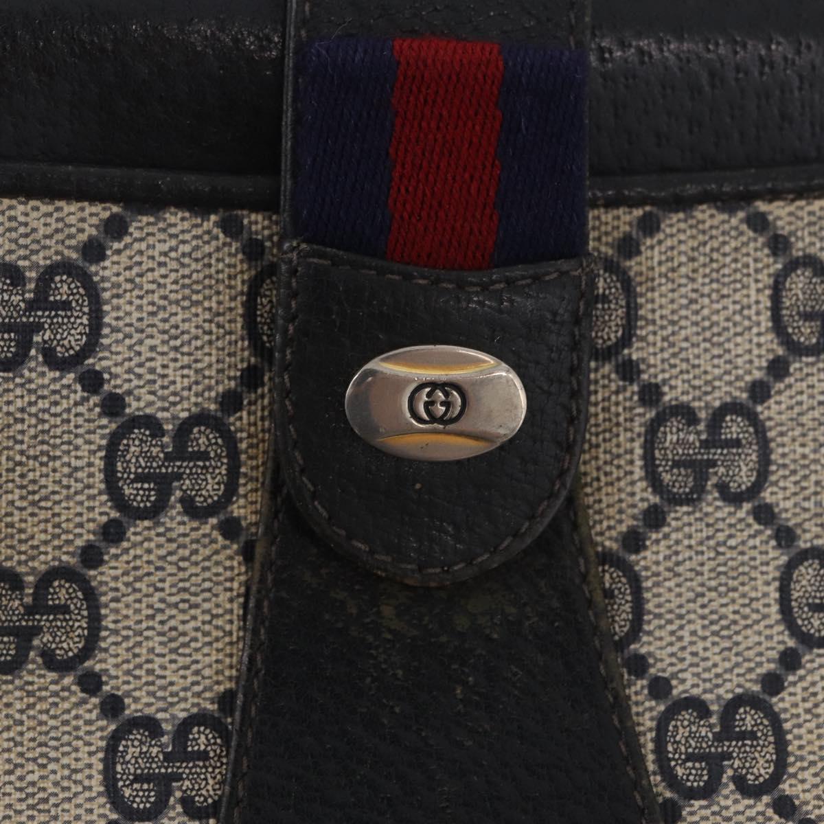 GUCCI GG Supreme Sherry Line Shoulder Bag PVC Navy Gold 49 02 029 Auth 125566
