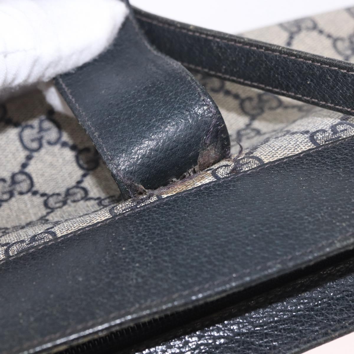 GUCCI GG Supreme Sherry Line Shoulder Bag PVC Navy Gold 49 02 029 Auth 125566