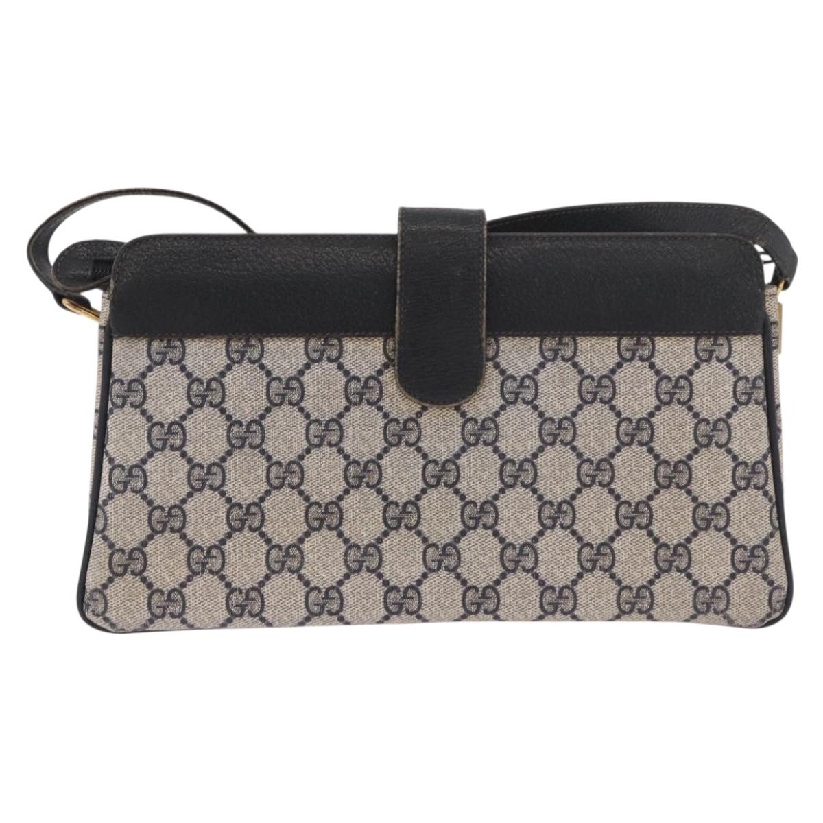 GUCCI GG Supreme Sherry Line Shoulder Bag PVC Navy Gold 49 02 029 Auth 125566