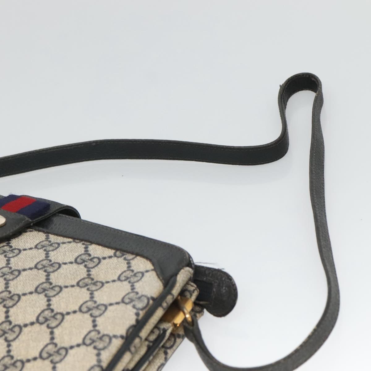 GUCCI GG Supreme Sherry Line Shoulder Bag PVC Navy Gold 49 02 029 Auth 125566