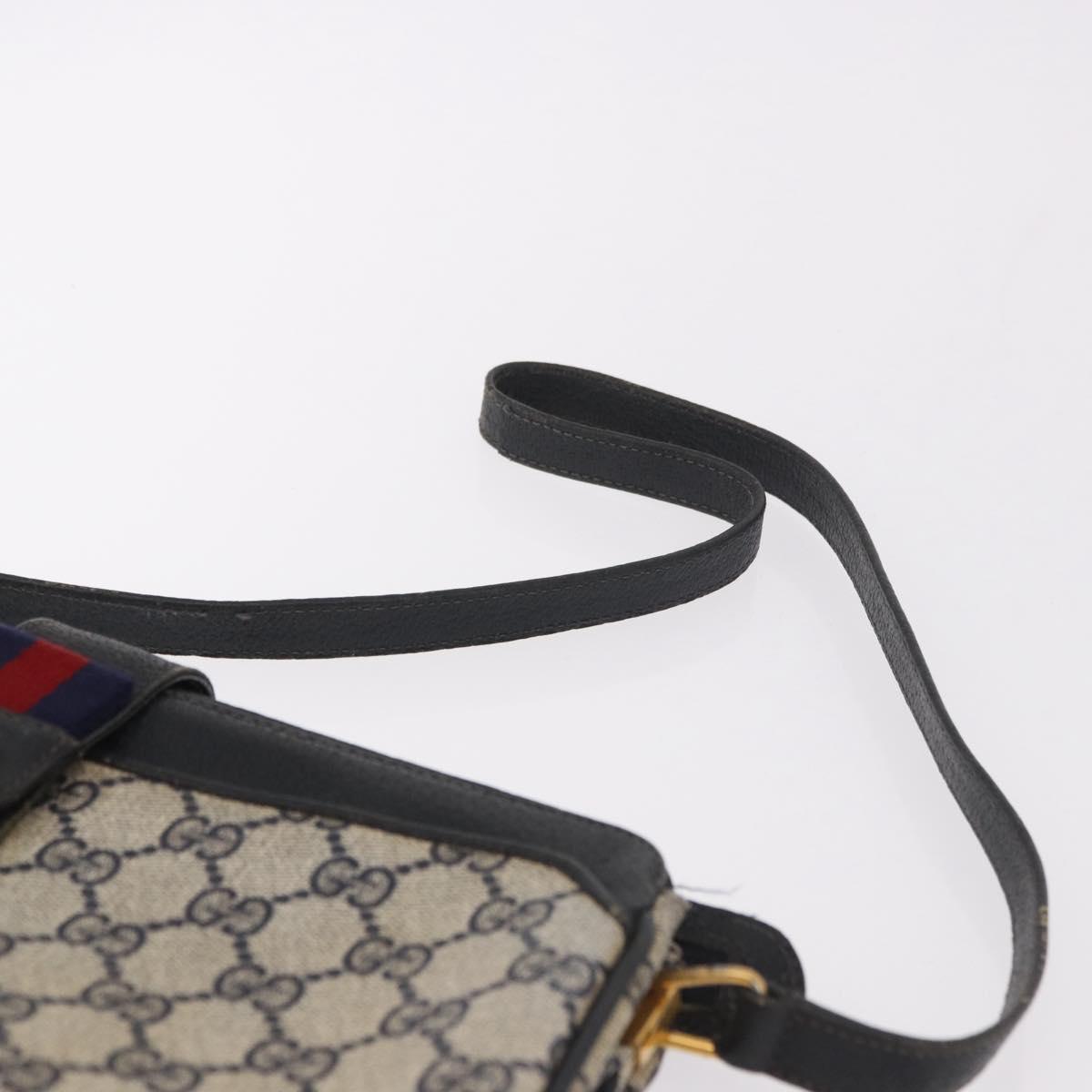 GUCCI GG Supreme Sherry Line Shoulder Bag PVC Navy Gold 49 02 029 Auth 125566