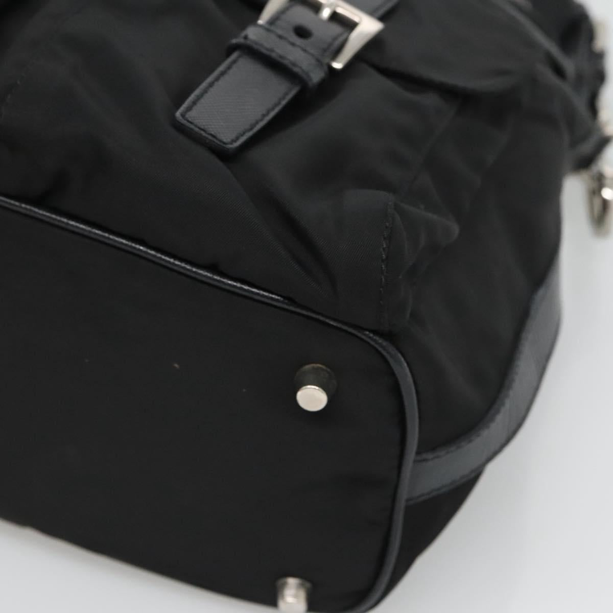 PRADA Shoulder Bag Nylon Black Silver Auth 125573
