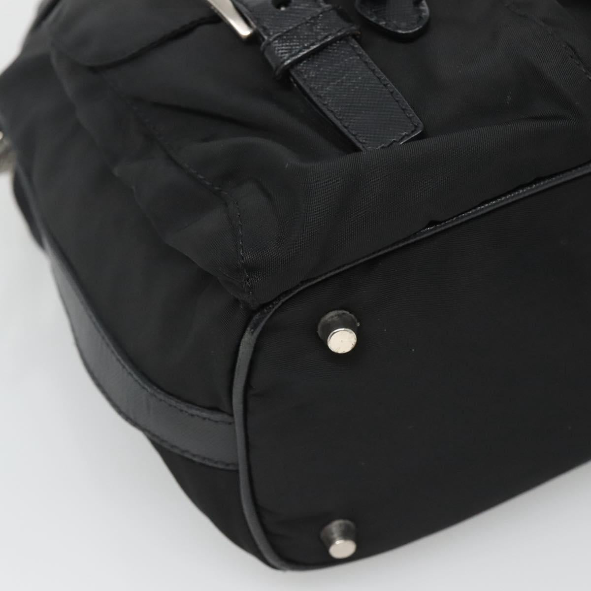 PRADA Shoulder Bag Nylon Black Silver Auth 125573