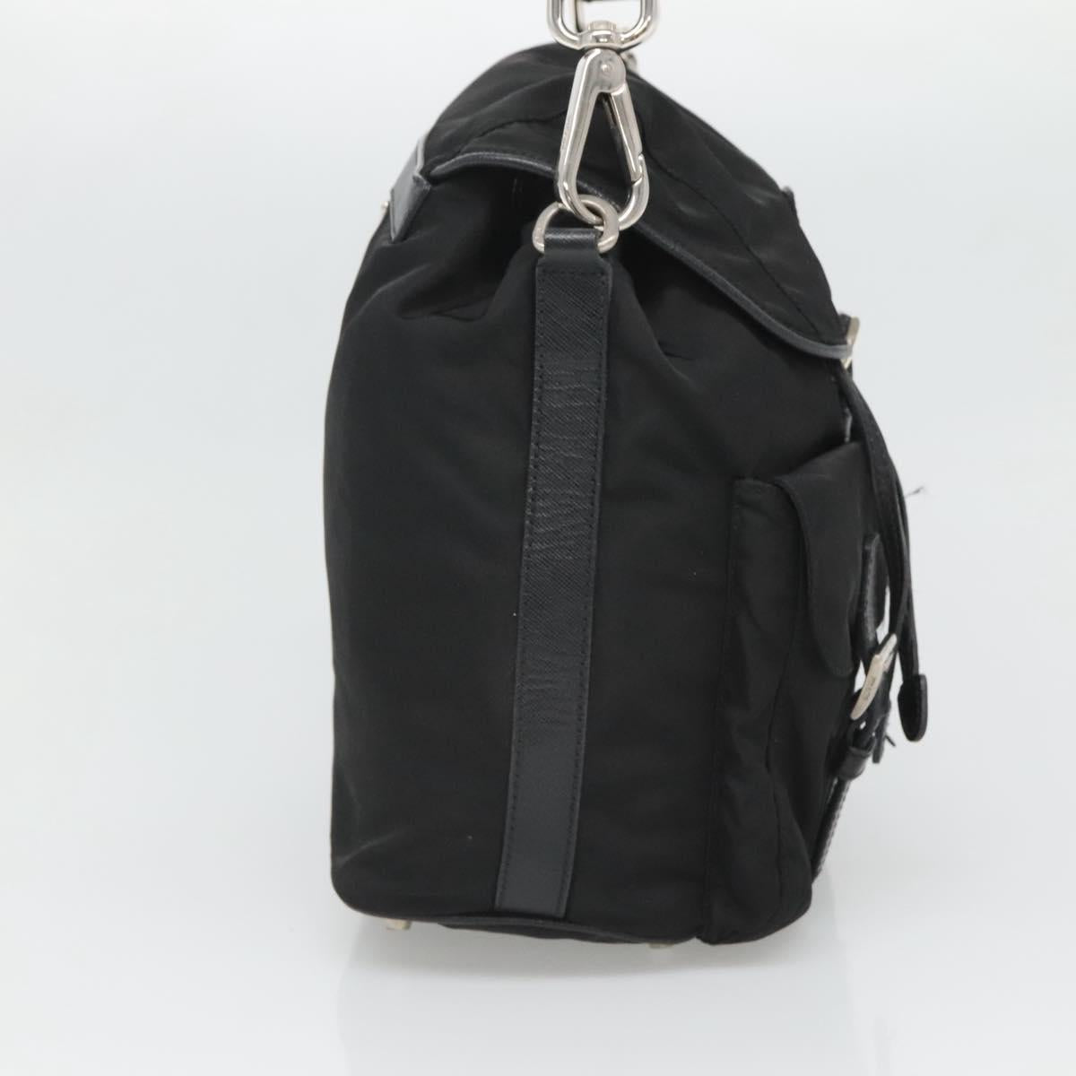 PRADA Shoulder Bag Nylon Black Silver Auth 125573