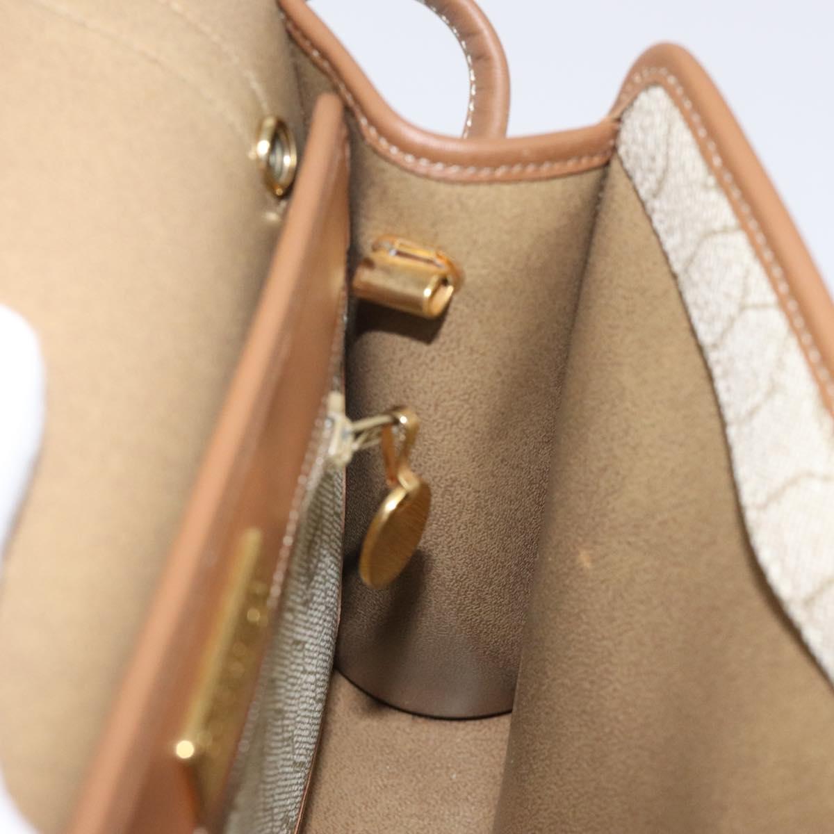 Christian Dior Honeycomb Canvas Shoulder Bag PVC Beige Gold Auth 125574