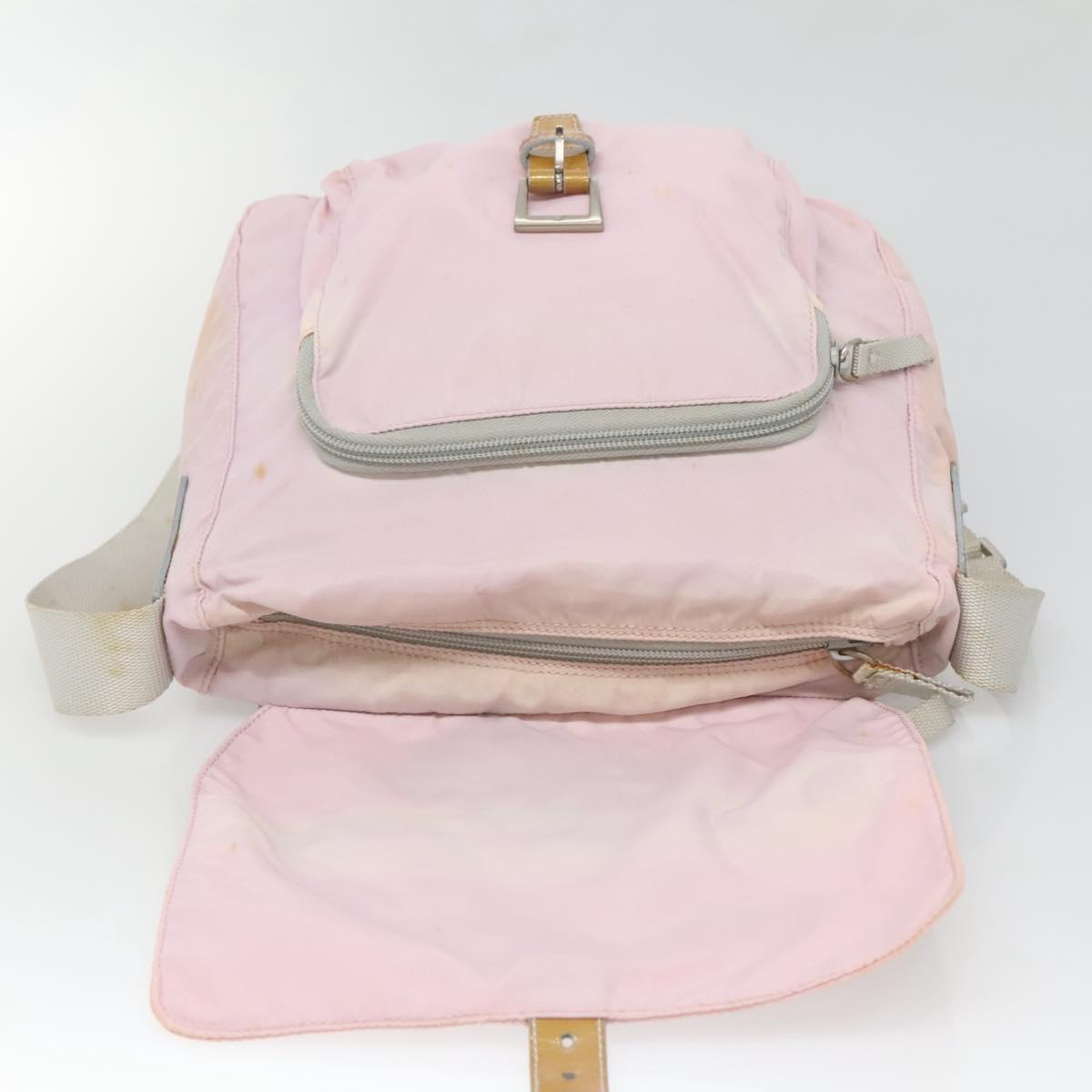 PRADA Shoulder Bag Nylon Pink Silver Auth 125599