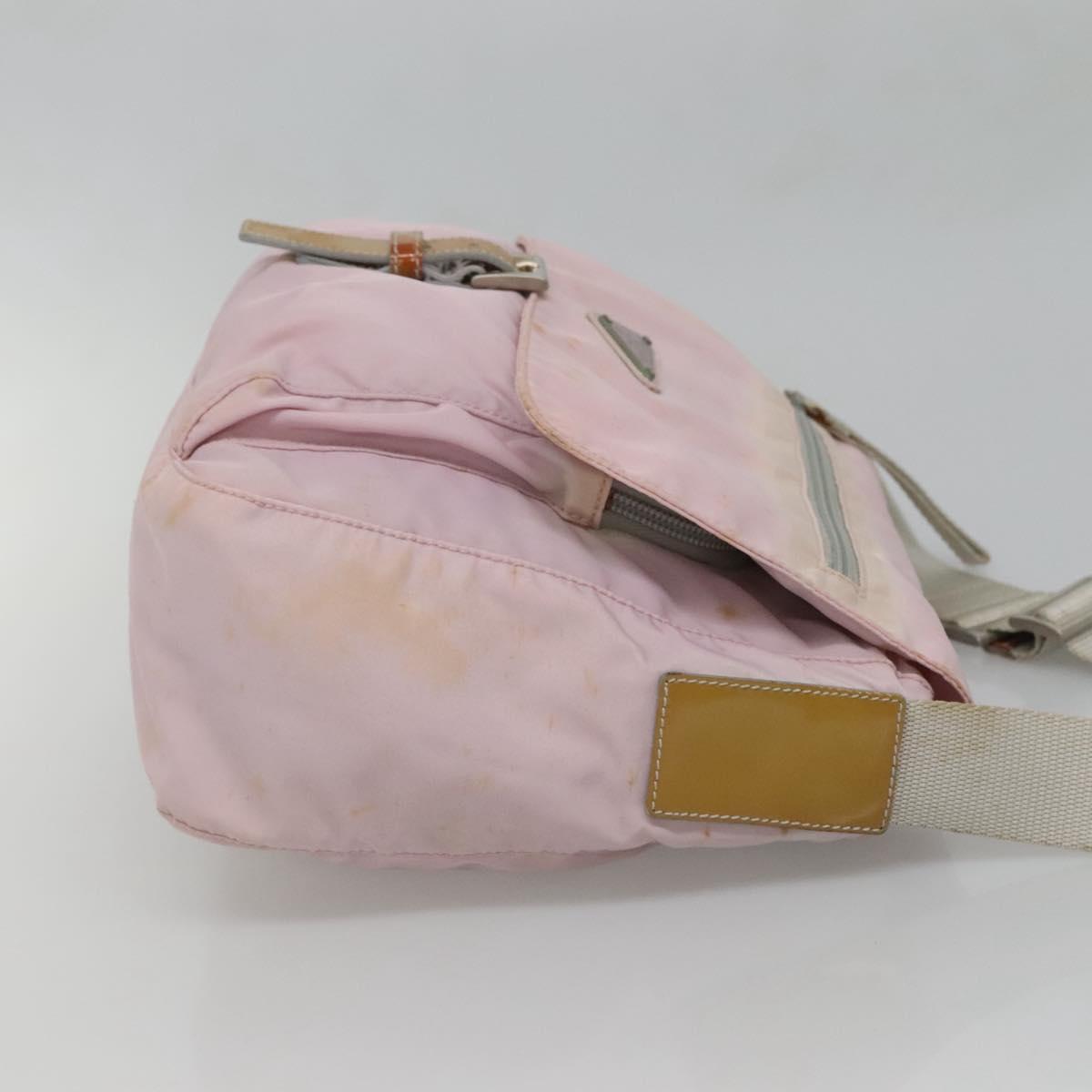 PRADA Shoulder Bag Nylon Pink Silver Auth 125599