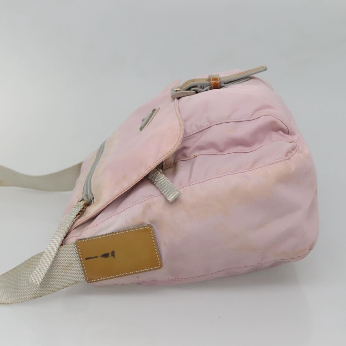 PRADA Shoulder Bag Nylon Pink Silver Auth 125599