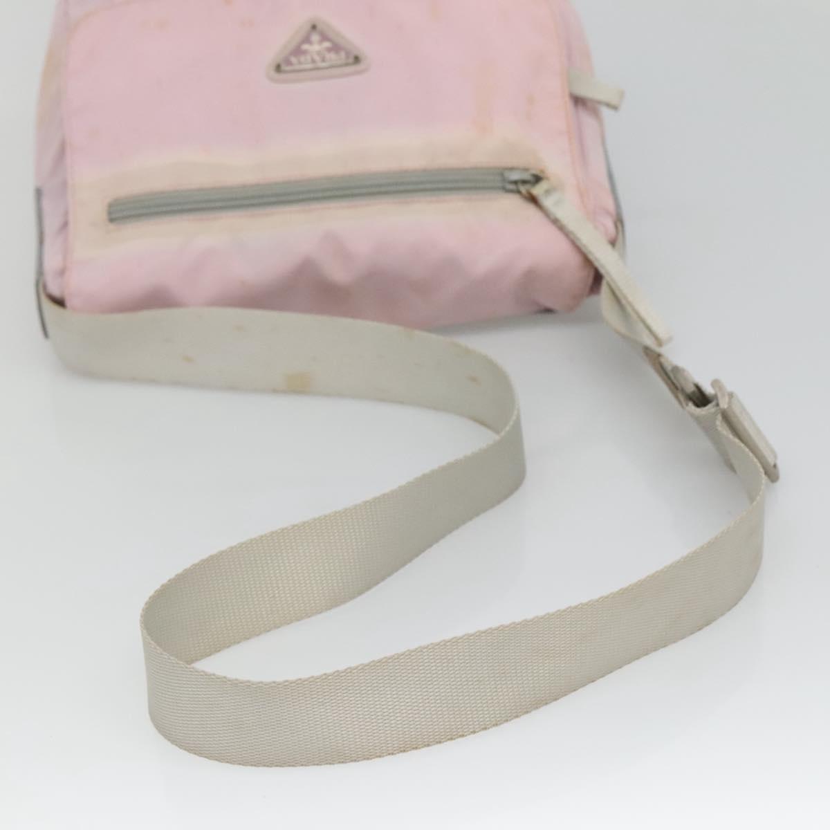 PRADA Shoulder Bag Nylon Pink Silver Auth 125599