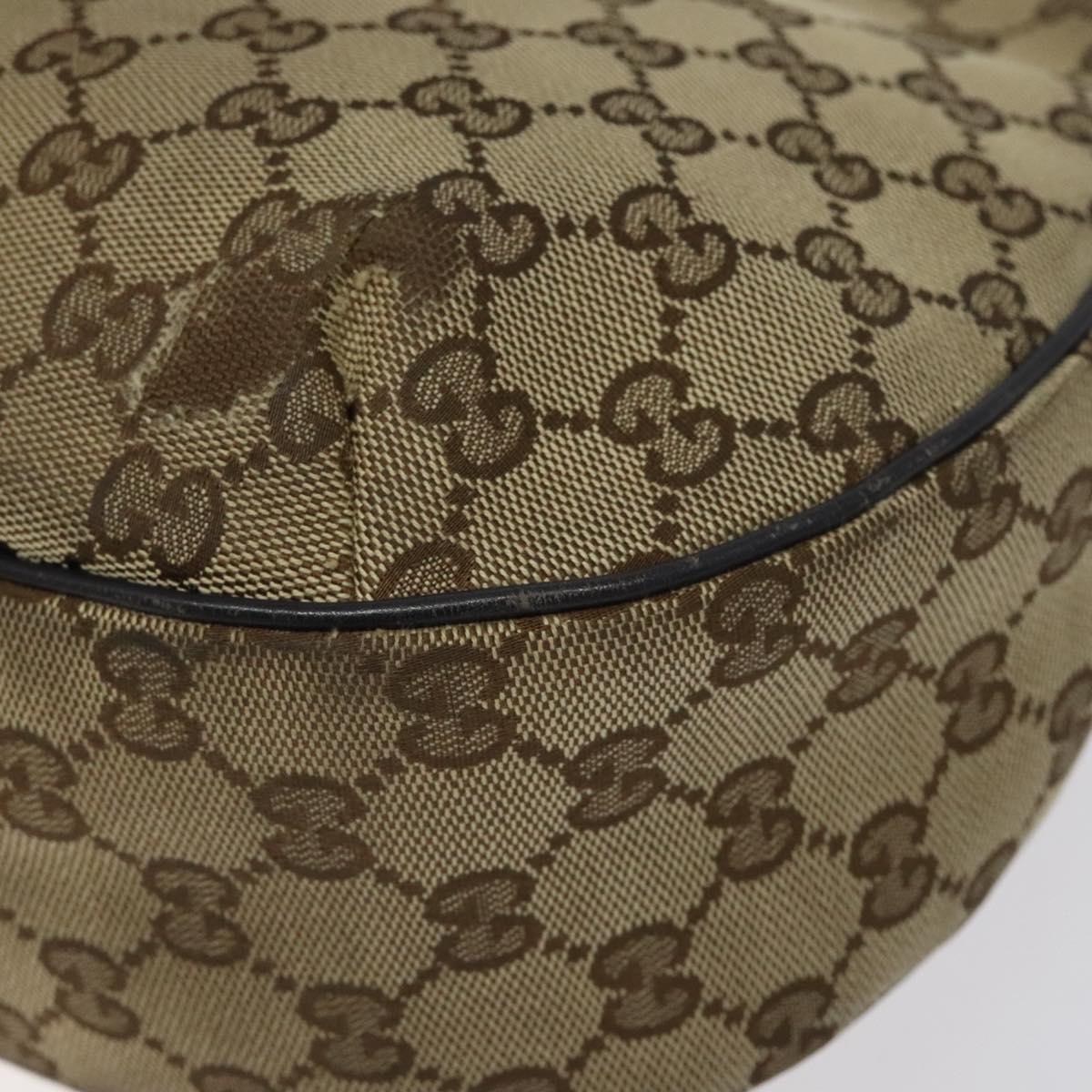 GUCCI GG Canvas Web Sherry Line Shoulder Bag Beige Gold 233608 Auth 125609