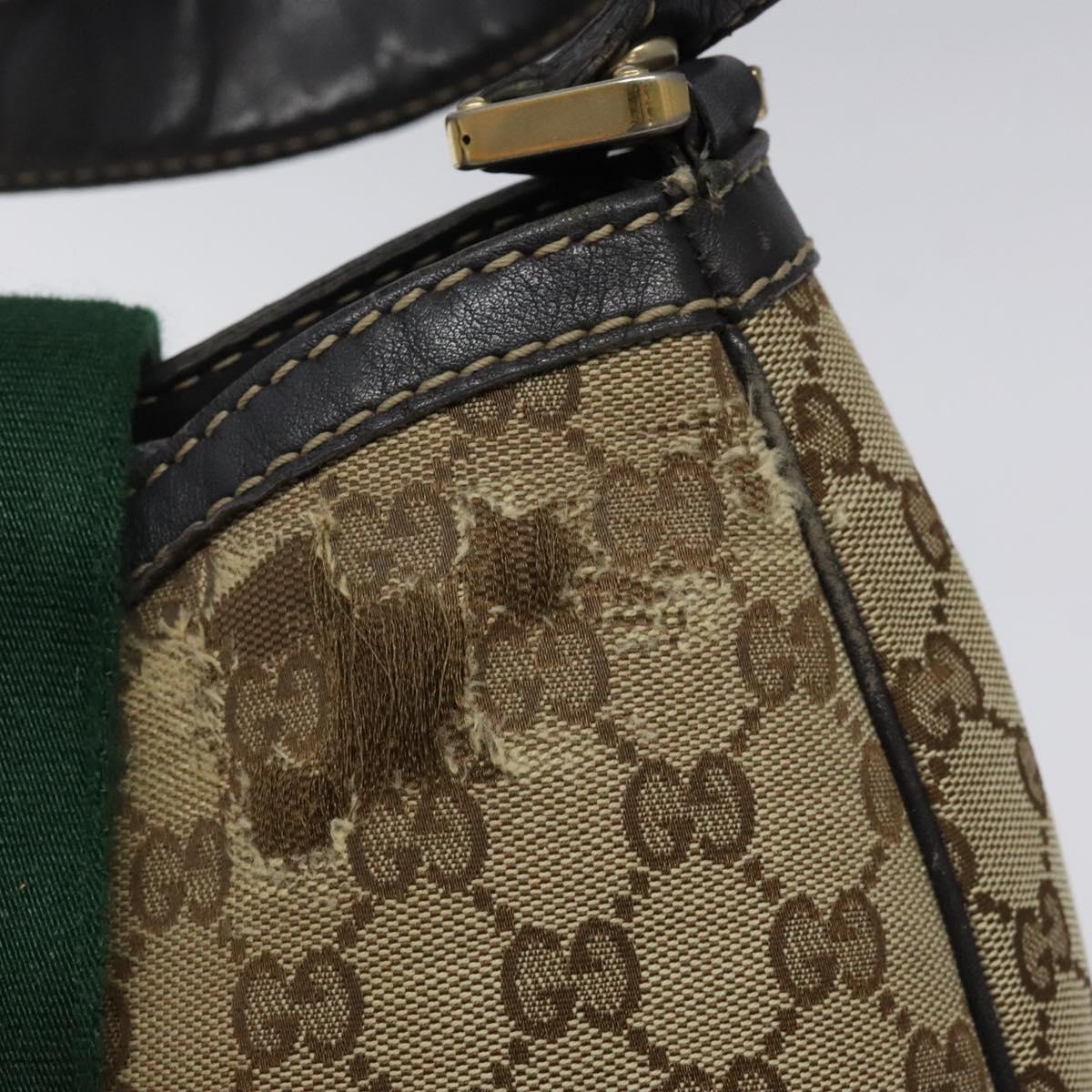GUCCI GG Canvas Web Sherry Line Shoulder Bag Beige Gold 233608 Auth 125609