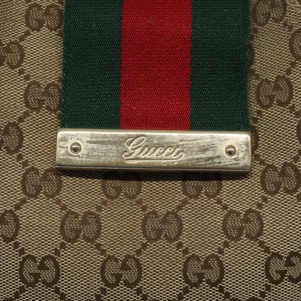 GUCCI GG Canvas Web Sherry Line Shoulder Bag Beige Gold 233608 Auth 125609