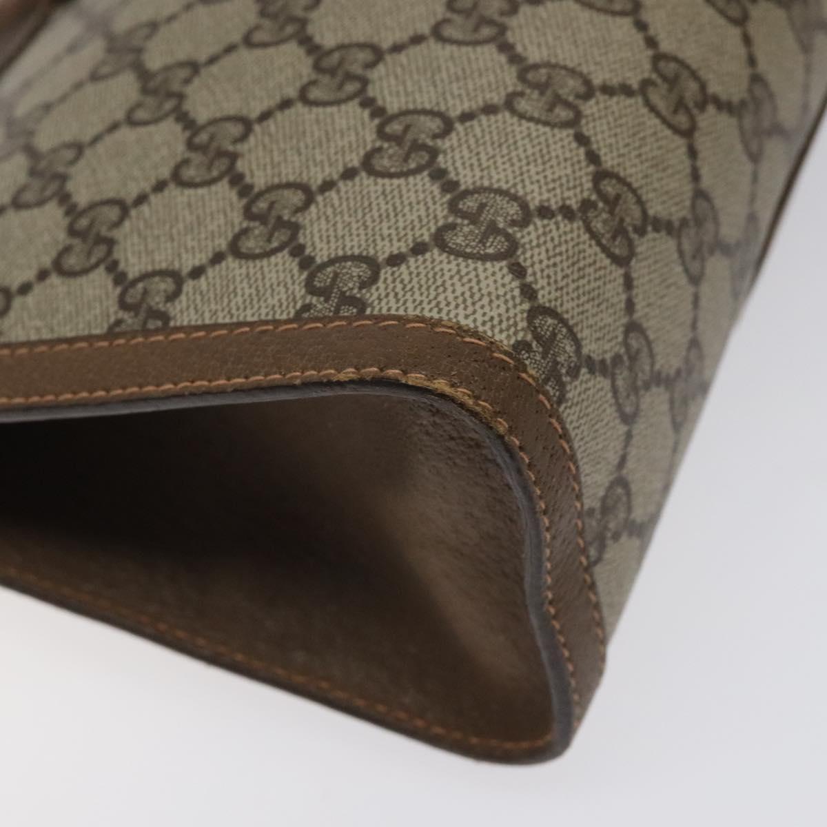 GUCCI GG Supreme Web Sherry Line Clutch Bag PVC Beige Gold 89 01 033 Auth 125610