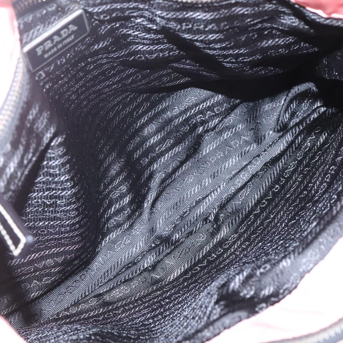 PRADA Chain Shoulder Bag Nylon Pink Silver Auth 125615