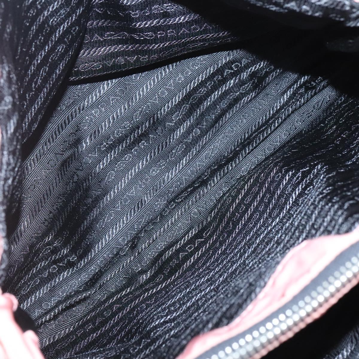 PRADA Chain Shoulder Bag Nylon Pink Silver Auth 125615