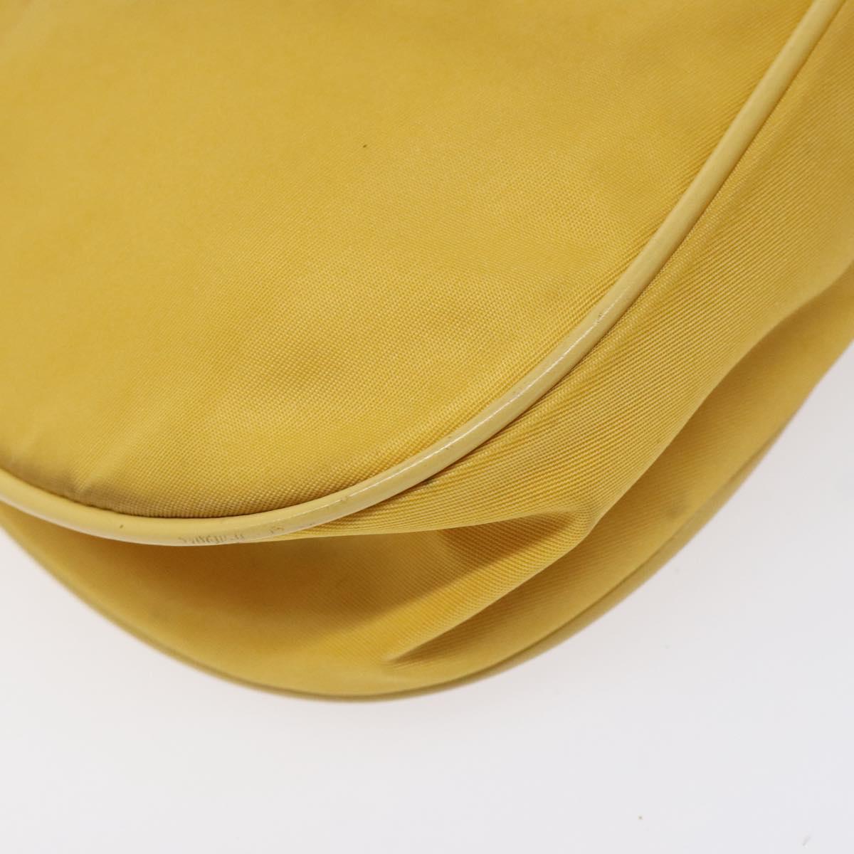 PRADA Chain Shoulder Bag Nylon Yellow Gold Auth 125617