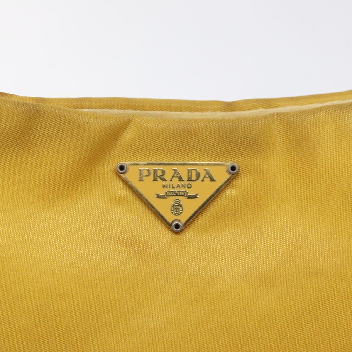 PRADA Chain Shoulder Bag Nylon Yellow Gold Auth 125617