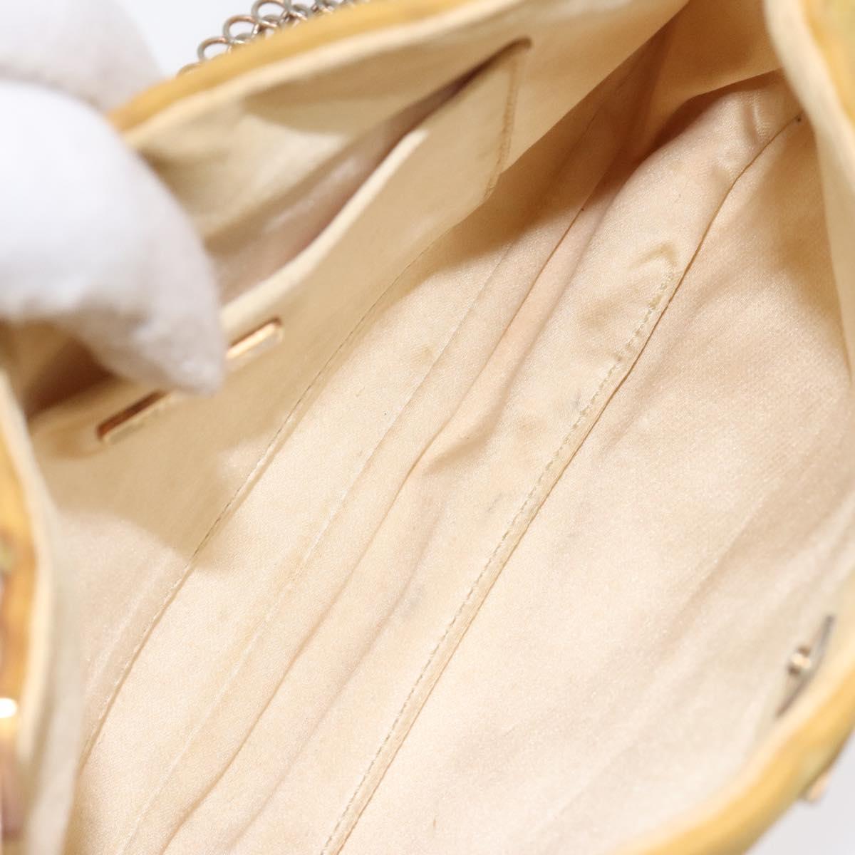 PRADA Chain Shoulder Bag Nylon Yellow Gold Auth 125617