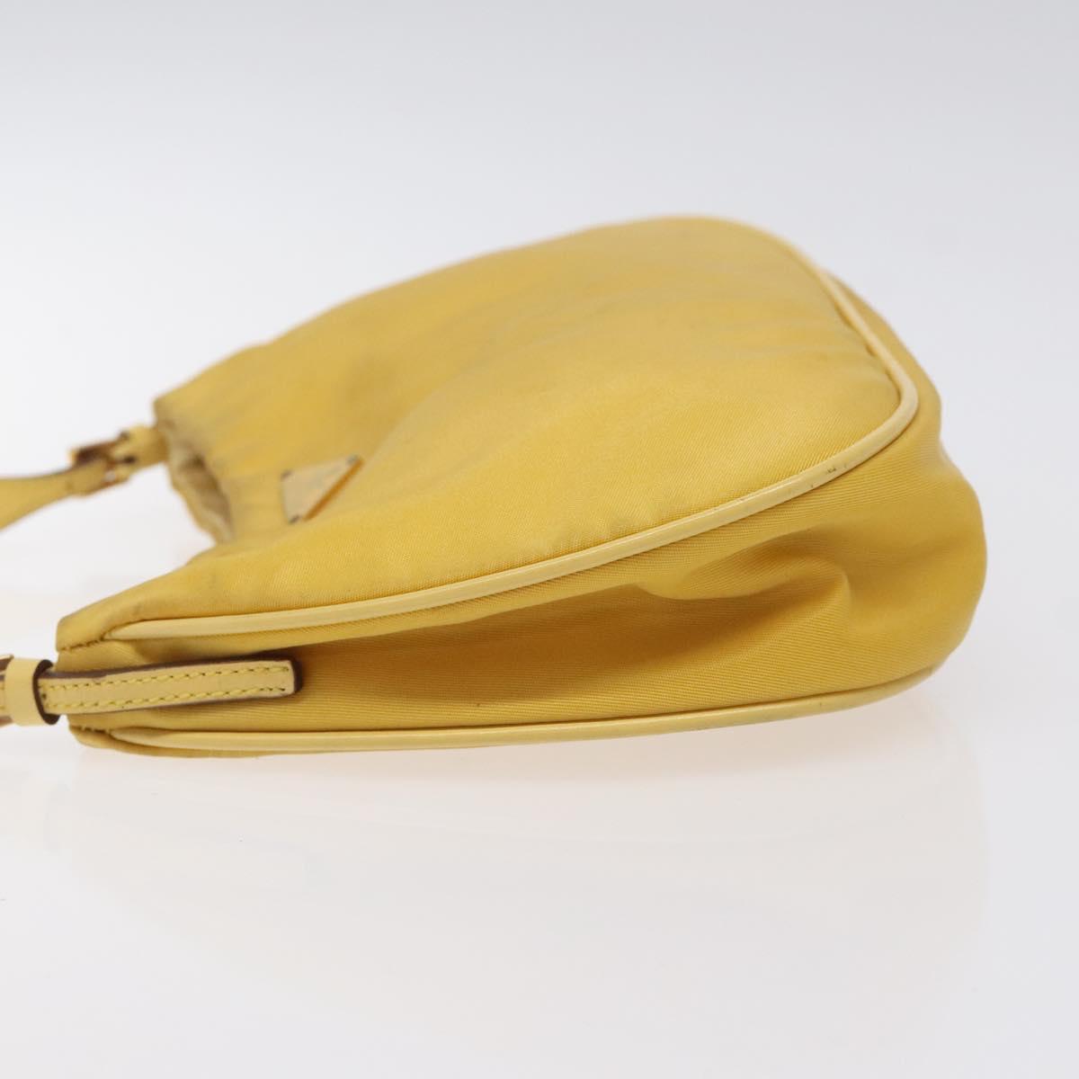 PRADA Chain Shoulder Bag Nylon Yellow Gold Auth 125617