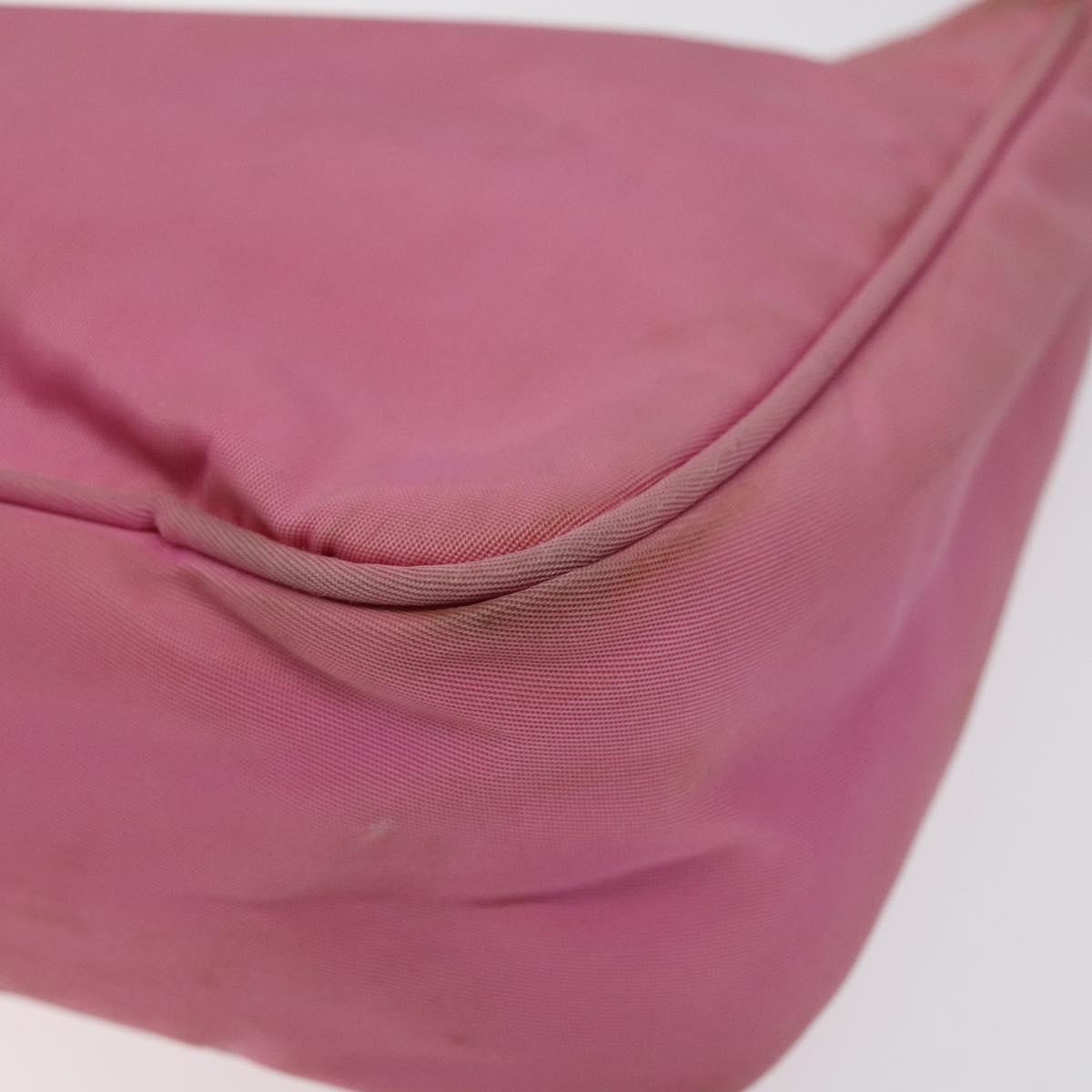 PRADA Hand Bag Nylon Pink Silver Auth 125627